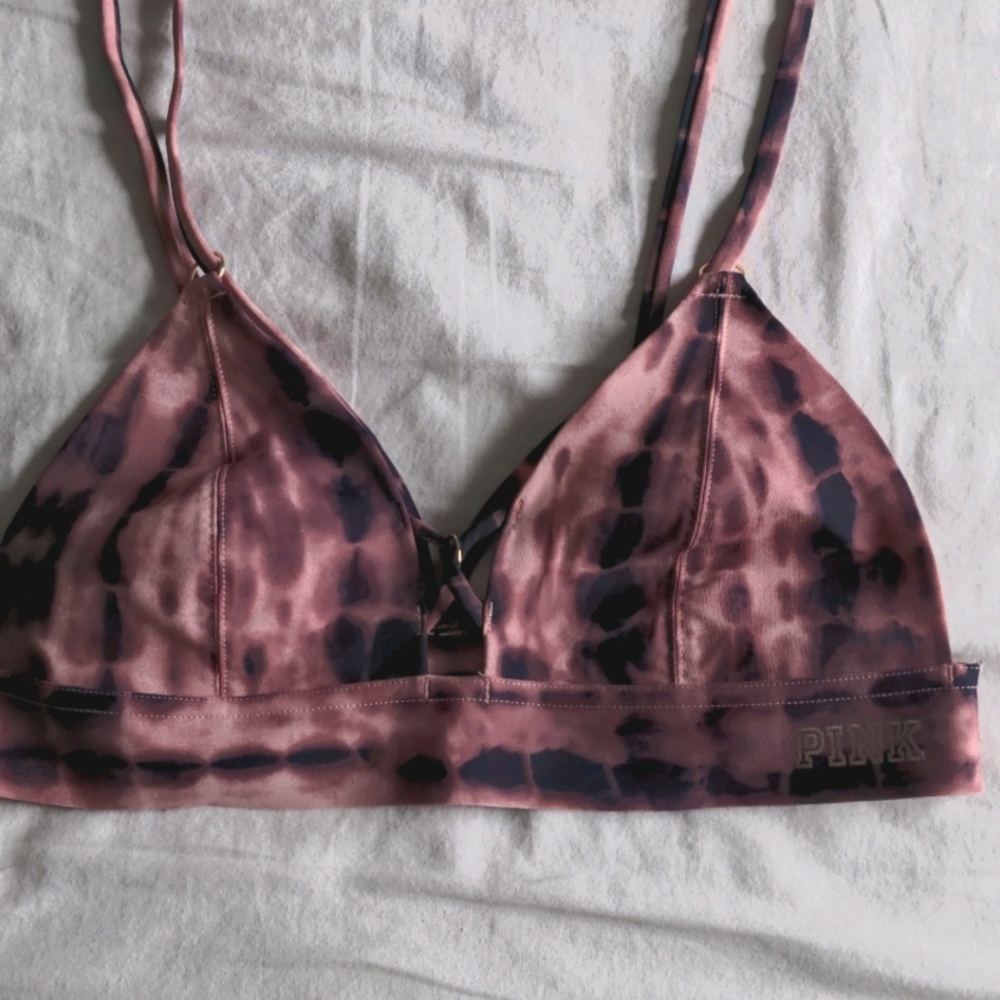 PINK Bonded Tie-Dye Bralette - Size Small